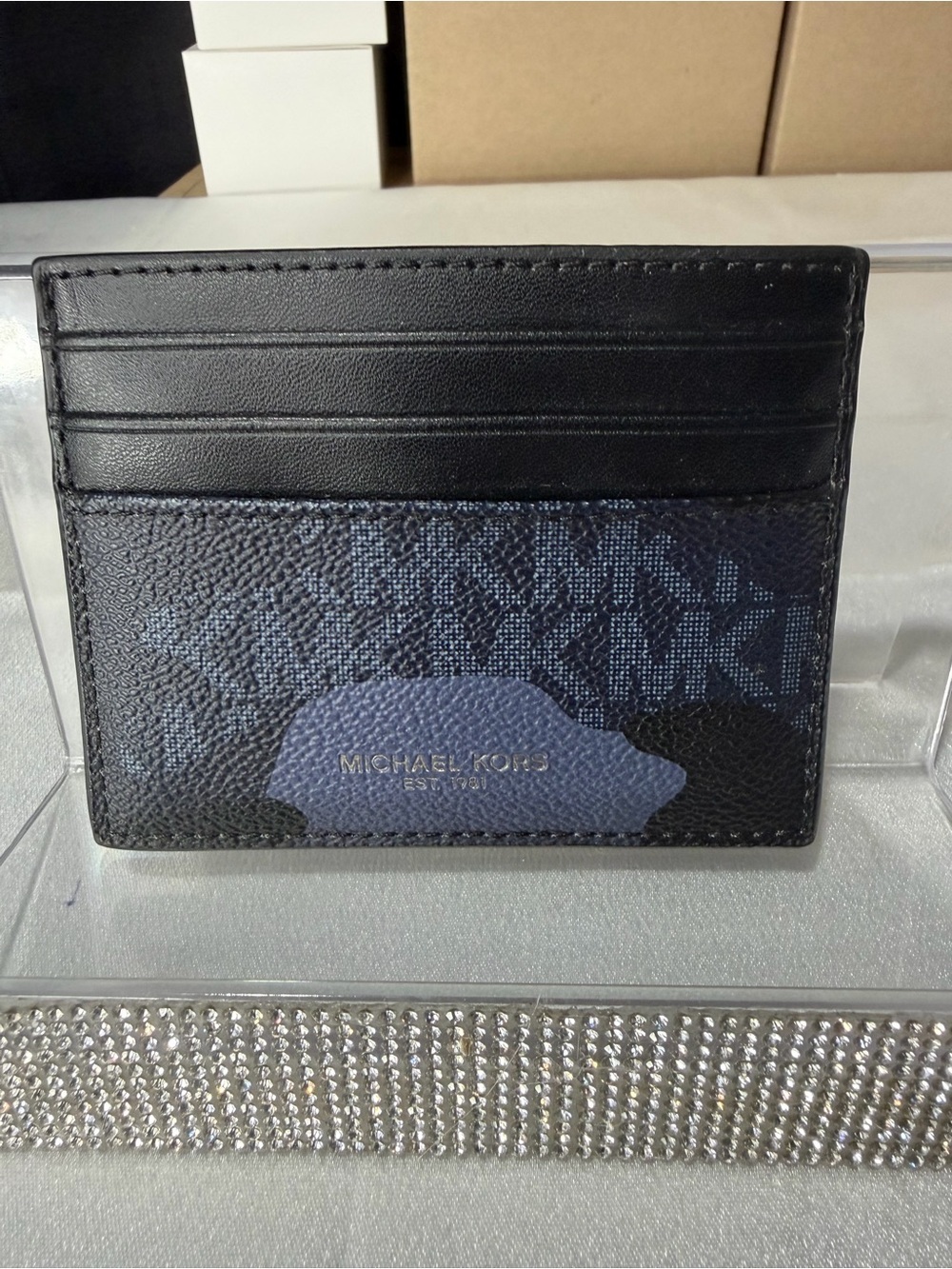 Michael Kors navy blue card holder preloved